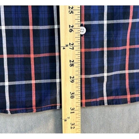Fairlane Sons Plaid Blue Button Front Men's XL Shirt Plaid Reg Fit Wrinkle Free - Picture 9 of 9